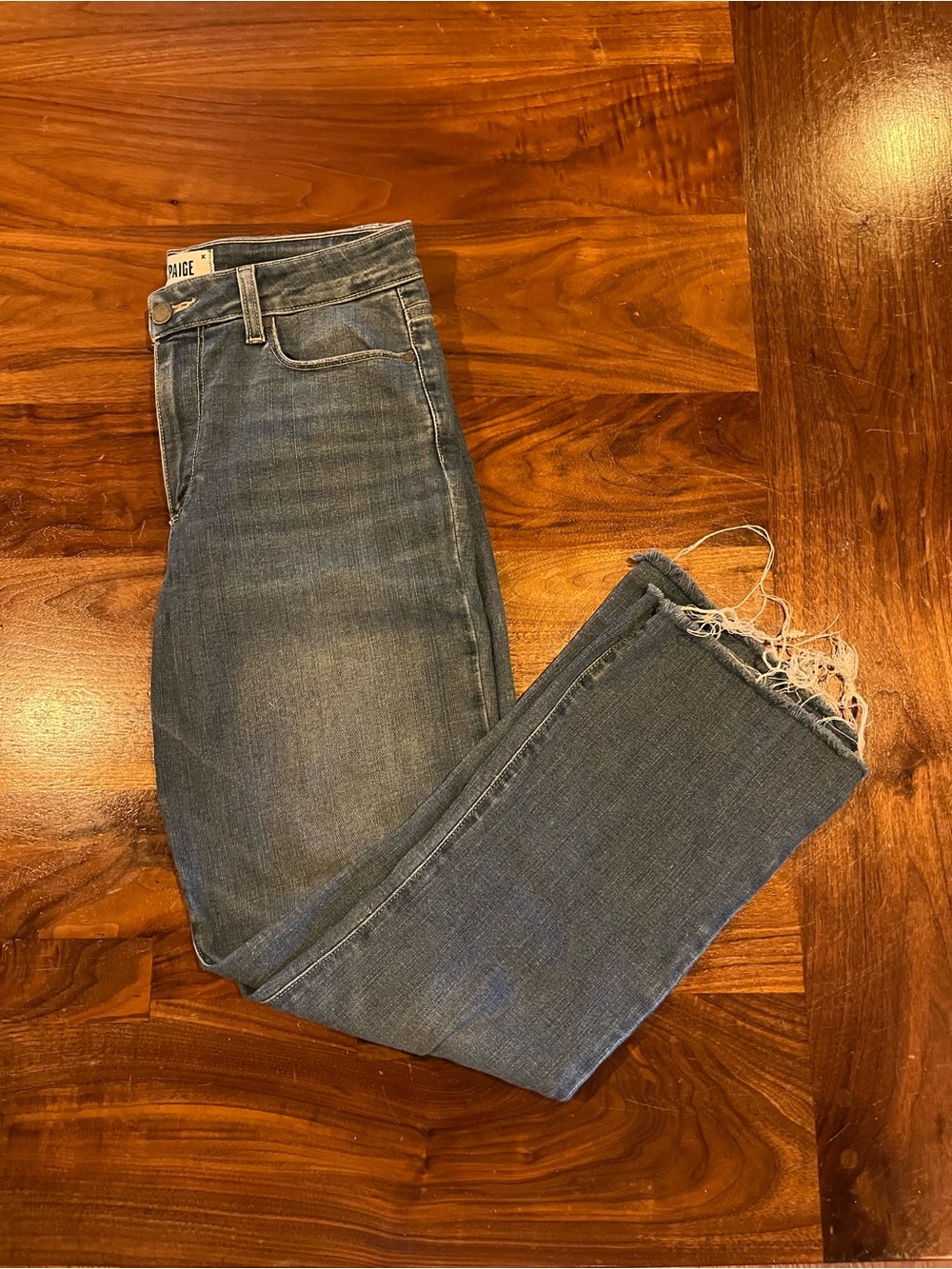 PAIGE - Rory Crop Flare High-Rise  Jeans in Medium Blue